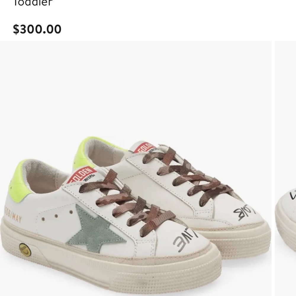 BRAND NEW Golden Goose Kids White and Green Sneakers